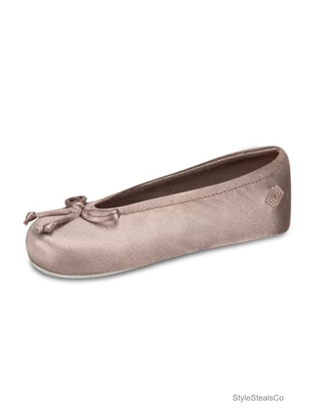 Satin Ballerina Slippers with Bow and Suede Sole